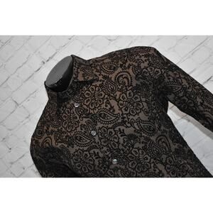Kilburne Finch Dress Shirt Mens Size Medium Brown Black Paisley Flip Cuffs